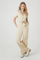 Women's Tie-Waist Wide-Leg Jumpsuit Medium