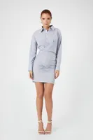 Women's Striped Ruched Mini Shirt Dress