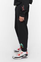 Men Embroidered Cabin Fleece Joggers in Black Large