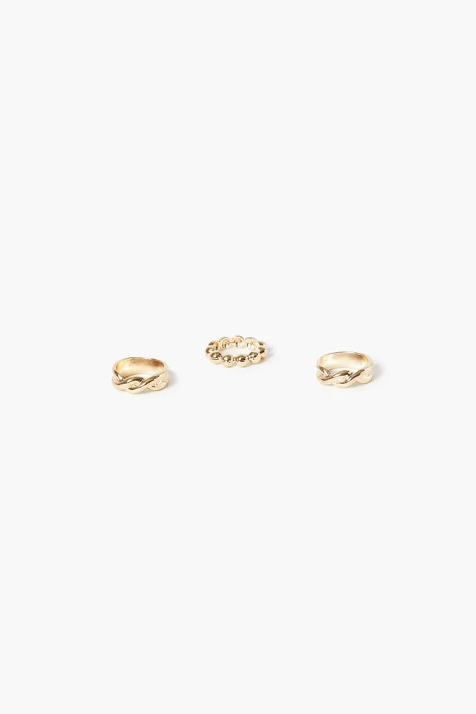 Women's Twisted Ball Ring Set in Gold, 8