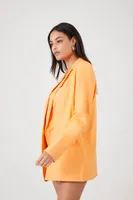Women's Linen-Blend Double-Breasted Blazer in Cantaloupe Medium