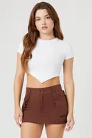 Women's Patch Pocket A-Line Mini Skirt in Chocolate Small