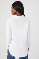 Women's High-Low Dolphin-Hem Shirt in White Large