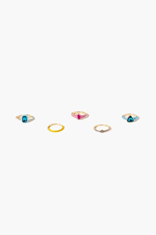 Women's Faux Gem Ring Set in Gold, 7