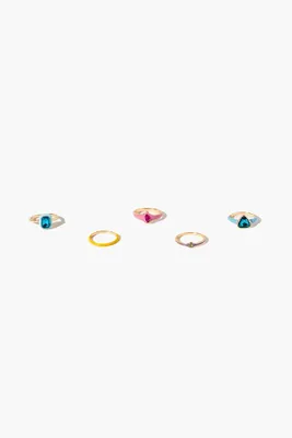 Women's Faux Gem Ring Set in Gold, 7