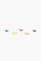 Women's Faux Gem Ring Set in Gold