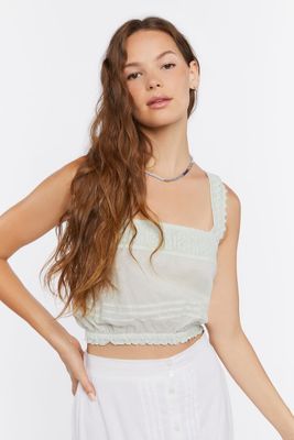 Women's Ruffled Crochet Crop Top Large