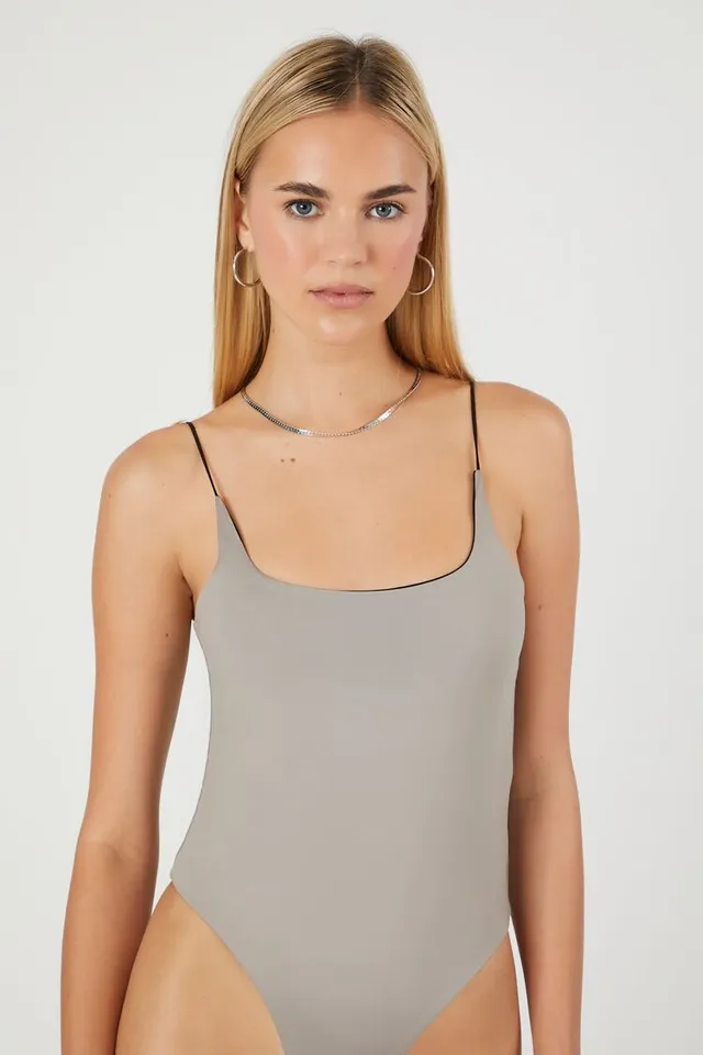 Forever 21 Women's Reversible Cami Bodysuit Black/Grey