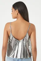 Women's Metallic Relaxed-Fit Cami in Silver Medium