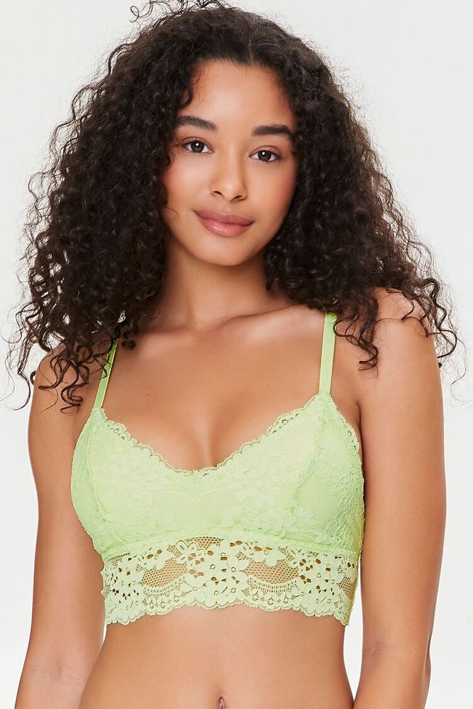 Forever 21 Women's Floral Lace Bralette in Pistachio Small