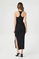 Women's Ribbed Knit Racerback Bodycon Dress in Black, XL