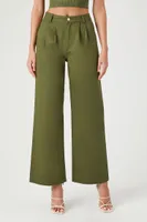 Women's High-Rise Wide Leg Trousers in Olive Small