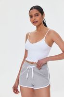 Women's French Terry Ringer Shorts in Heather Grey/White Medium