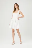 Women's Poplin Tie-Back A-Line Mini Dress in White Medium