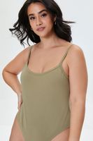 Women's Basic Organically Grown Cotton Bodysuit in Olive, 1X