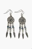 Women's Faux Stone Dreamcatcher Drop Earring Set in Silver/Turquoise