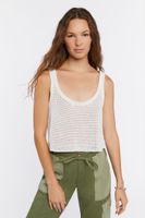 Women's Sheer Crochet Tank Top in Vanilla Medium