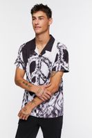 Men Colorblock Peace Sign Shirt in Black/White Large