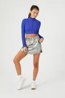 Women's Active Metallic Straight Skort in Silver Small