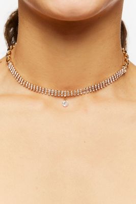 Women's Tiered Rhinestone Choker Necklace in Gold