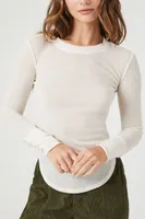 Women's Ribbed Knit Dolphin-Hem Top