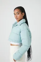 Women's Cropped Puffer Jacket Blue Mist