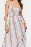 Women's Striped Cutout Maxi Dress