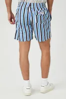 Men Striped Swim Trunks in Blue Large