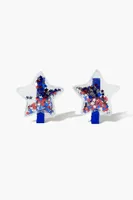 Girls Confetti Star Hair Clip Set (Kids) in Blue/Red