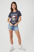 Women's Alan Jackson Graphic Baby T-Shirt in Blue Medium