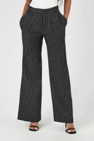 Women's Pinstriped Wide-Leg Trouser Pants