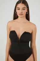 Women's Plunging Sweetheart Bodysuit in Black, XS