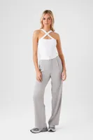 Women's Contrast-Trim Wide-Leg Pants in Taupe/White Medium