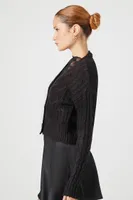 Women's Crosshatch Cardigan Sweater in Black Large