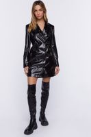 Women's Faux Leather Blazer Mini Dress in Black, XS