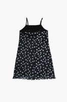 Girls Daisy Print Cami Dress (Kids) in Black/White, 9/10