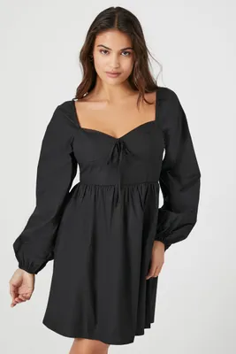 Women's Poplin Sweetheart Mini Dress in Black, XL