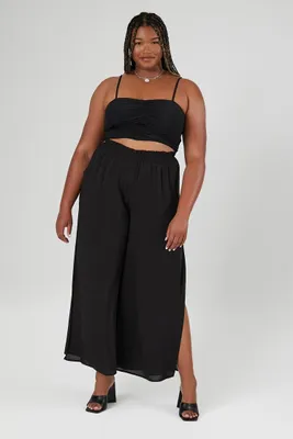 Women's Split Wide-Leg Pants in Black, 3X