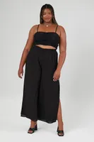 Women's Split Wide-Leg Pants Black,