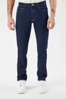 Men Mid-Rise Slim-Fit Jeans Dark Denim,