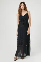 Women's Chiffon Lace-Trim Maxi Dress