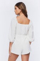 Women's Cutout Tie-Front Romper in Vanilla Medium