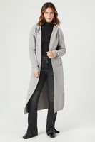 Women's Hooded Duster Cardigan Sweater in Heather Grey Small