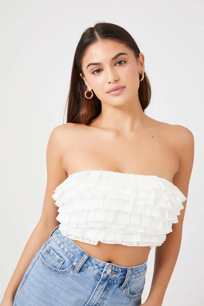 Women's Ruffle Cropped Tube Top