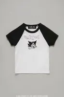 Girls Kuromi Raglan T-Shirt (Kids) in Black, 5/6