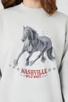 Women's Nashville Graphic Fringe Pullover in Grey Large