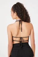 Women's Split-Hem Halter Top in Black Large