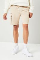 Men Drawstring Cargo Shorts in Taupe Medium