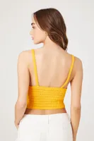 Women's Crochet Sweater-Knit Cropped Cami in Mustard Medium