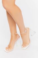 Women's Clear Vinyl Flare Heels in White/Clear, 7.5